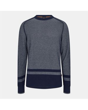 BOSS Crew Neck Long Sleeve Regular Fit Jumper - Blue