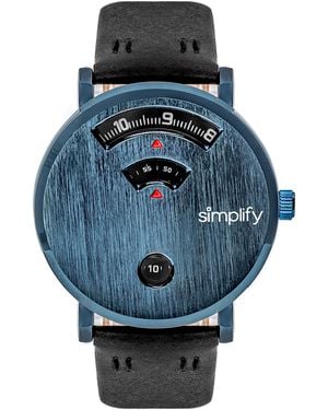 Simplify The 7000 Leather-Band Watch - Blue
