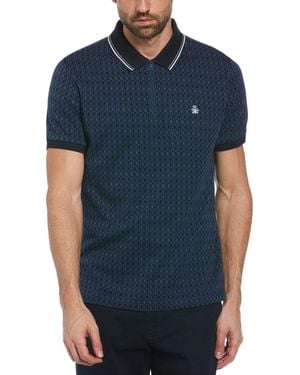 Original Penguin Jacquard Argyle Half Zip Polo Cotton - Blue