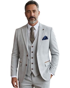Paul Andrew Check 3 Piece Formal Suit - Grey