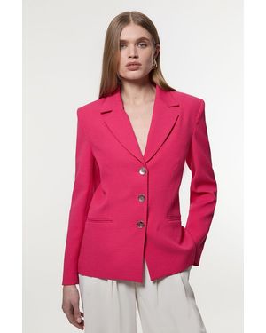 Karen Millen Tailored Textured Single Breasted Jacket - Pink