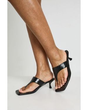 Boohoo Wide Fit Toe Post Heeled Mules - Black
