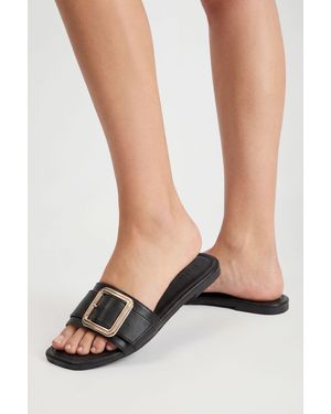 Boohoo Wide Fit Oversized Buckle Sliders - Black