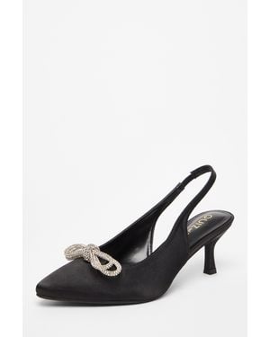 Quiz Wide Fit Slingback Court Heels - Black
