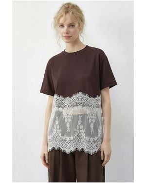 Bianco Lucci Cotton T-Shirt - Brown