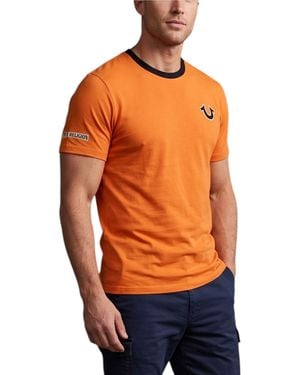 TRUE RELIGION T Shirts Budda Arch Back Logo Summer Crew Neck Tee - Orange