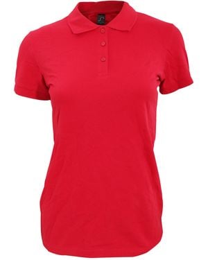 Sol's Ladies Perfect Pique Short Sleeve Polo Shirt Cotton - Red