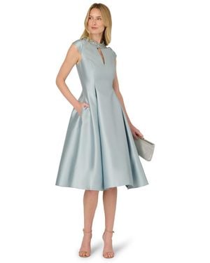 Adrianna Papell Key Hole Mikado Midi Dress - Blue