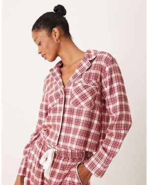 Abercrombie & Fitch Co-Ord Cropped Pyjama Shirt - Pink