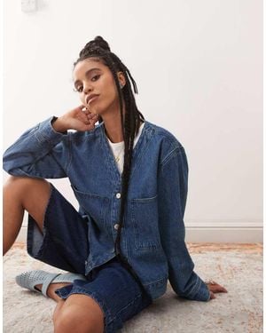 Reclaimed Vintage Denim Baseball Shirt - Blue