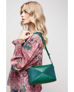 Oasis Taryn Faux Leather Mix Material Shoulder Bag - Red