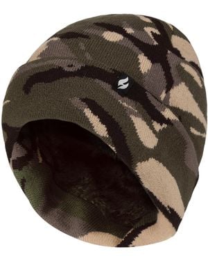 Heat Holders 3.6 Tog Fleece Lined Thermal Turn Over Cuff Winter Beanie Hat - Brown