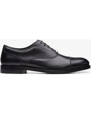 Clarks Craftdean Cap Leather Shoes - Black