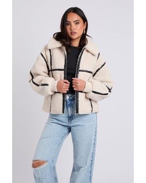 Urban Bliss Taped Borg Coat - Blue