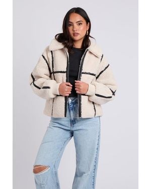 Urban Bliss Taped Borg Coat - Blue