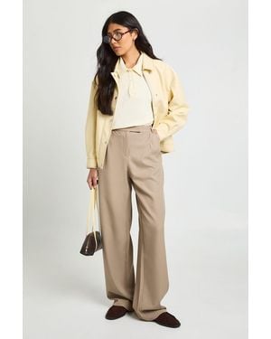 Boohoo Tall Basics Tailored Wide Leg Trouser - Natural