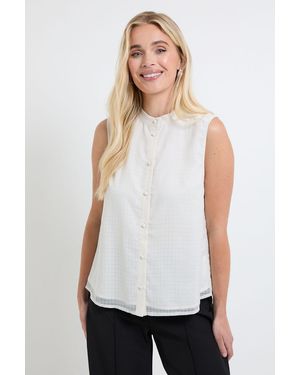 Wallis Petite Check Organza Sleevelss Blouse - White