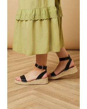 Oasis Khaia Faux Leather Low Wedge Espadrille Sandals - Green