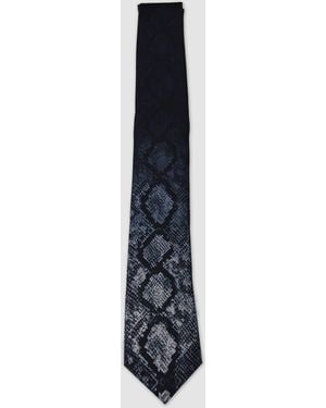 Twisted Tailor Carrol Snake Print Tie - Blue