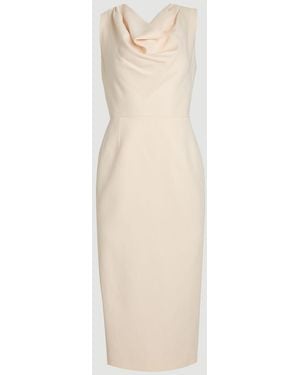 Karen Millen Tencel Blend Tailored Cowl Neck Midi Dress - White