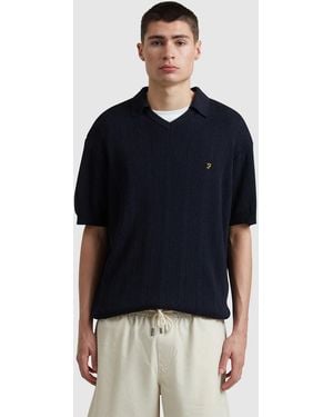 Farah True Woodford Knit Polo Shirt - Blue