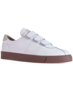Superga Ladies 2870 Sport Club S Contrast Detail Leather Trainers Gesso) - White