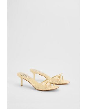 Oasis Karla Faux Leather Bow Detail Medium Stiletto Heel Mules - Natural