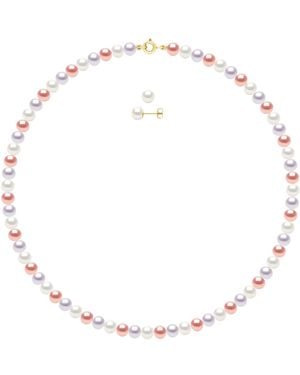 Ateliers Saint Germain Set Being Composed Of Necklace Of Real Cultured Freshwater Pearls Semi Round 6-7 Mm - Metallic