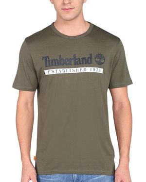 Timberland T Shirts Logo Print Casual T - Green