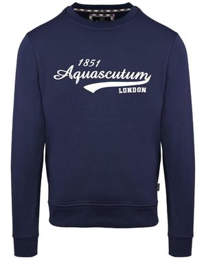 Aquascutum Printed Logo Crew Neck Long Sleeve Sweatshirt - Blue