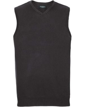 Russell Knitted V-Neck Sleeveless Sweatshirt - Black