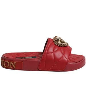 Dolce & Gabbana Quilted Slide Sandal - Red