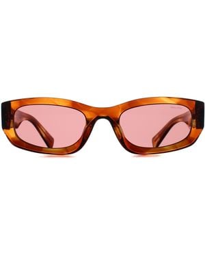 Miu Miu Oval Striped Tobacco Dark Mub04S - Red