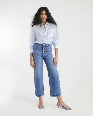 River Island Cropped Jeans Wide Leg Pocket Cotton - Blue