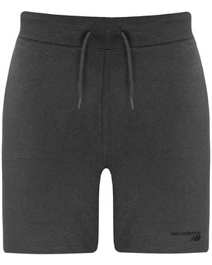 New Balance Stretch Graphic Logo Classic Core Fleece Shorts Ms03901 Hc Cotton - Grey