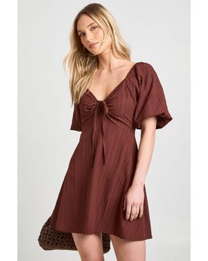 Boohoo Petite Textured Volume Sleeve Mini Dress