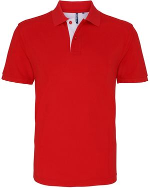 Asquith & Fox Classic Fit Contrast Polo Shirt - Red