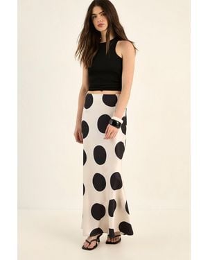 Nasty Gal Satin Polka Dot Bias Maxi Skirt - Natural