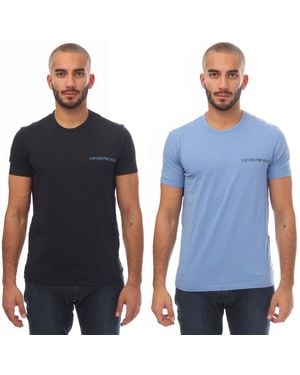 Armani 2 Pack Crew Neck T-shirts In Zwart Blauw