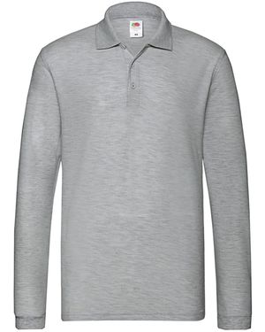 Fruit Of The Loom Premium Heather Long-Sleeved Polo Shirt (Athletic) - Grey