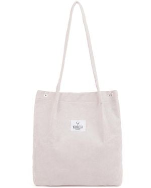 Woodland Leathers Corduroy Tote Bag, Water Resistant Shoulder - White