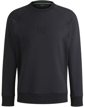 BOSS Crew Neck Raglan Sleeve Ribbed Collar Sweatshirt - Blue