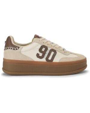 Steve Madden Suede Off Track Bone Trainers - Brown