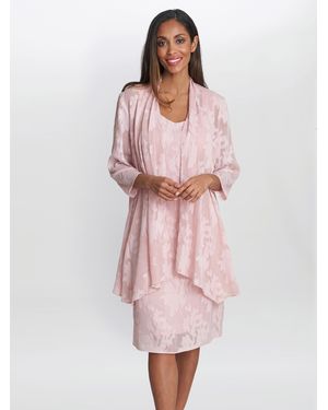 Gina Bacconi Gemma Chiffon Jacquard Dress & Jacket - Pink