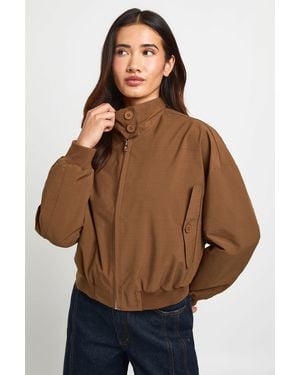Boohoo Button Up Funnel Neck Lightweight Bomber Jacket - Brown
