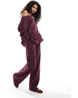 ASOS Oversized Off Shoulder Waffle Top - Purple