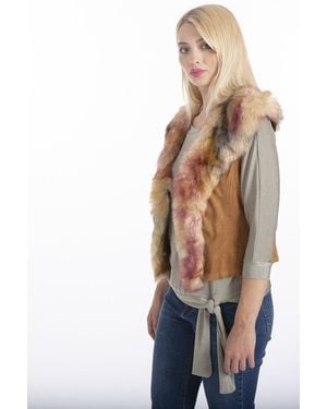 Jayley Luxury Faux Fur Suede Gilet - Blue