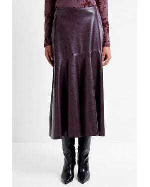 French Connection Pu Faux Leather Asymmetric Midi Skirt - Purple