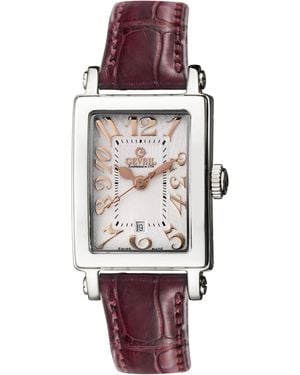 Gevril Super Mini Dial Calfskin Leather Watch - Red