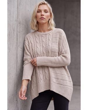 Roman Petite Contrast Cable Knit Jumper - Pink
